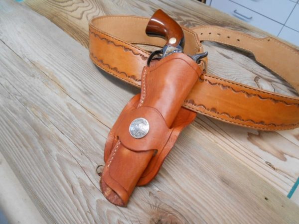 Mexican Loop Holster for Colt SAA - Grooved Border [SL-1003] - Image 12